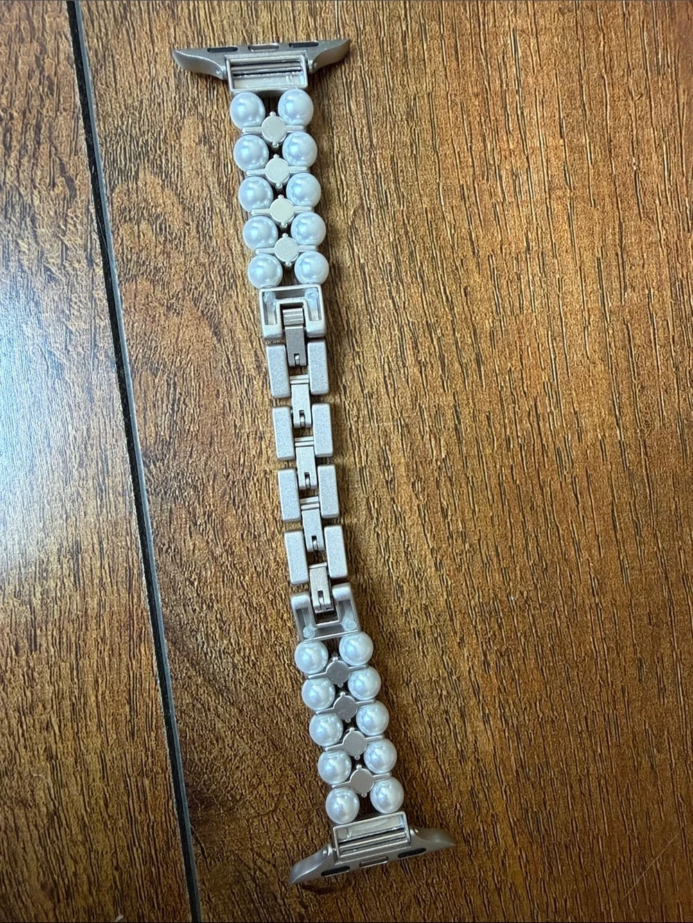 Apple Silver Tone Pearl and Crystal Link Watch Band